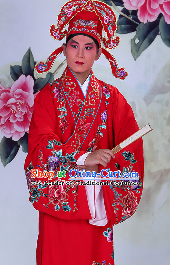 Ancient Chinese Beijing Opera Costumes Peking Opera Husband Young Scholar Costume and Hat Complete Set for Men
