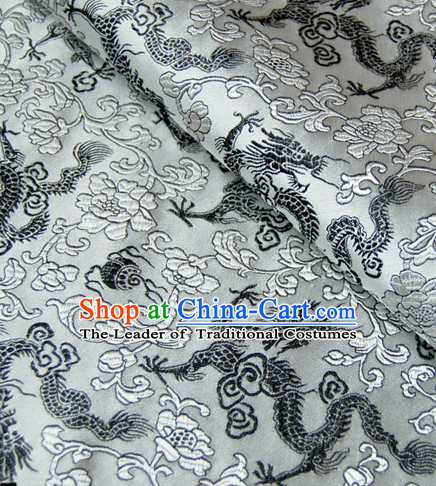 Chinese Traditional Grey Brocade Dragon Fabric