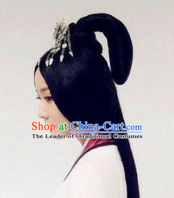 Chinese Ancient Imperial Empress Female Hairstyle Long Black Wigs