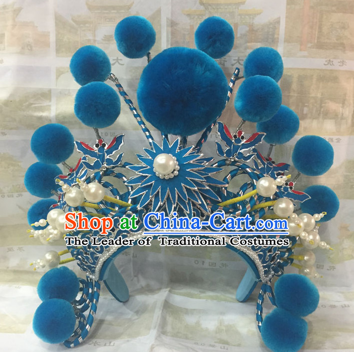 Traditional Chinese Opera Blue Headpiece for Women