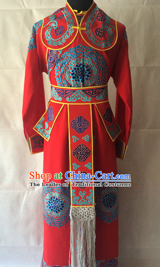 Ancient Chinese Opera Embroidered General Costumes Complete Set for Men