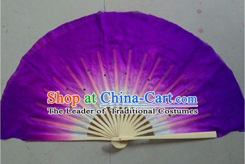 Color Transition Purple White Silk Dance Fan