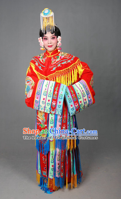 Ancient Chinese Opera Hua Dan Wedding Costumes and Headpieces Complete Set for Women