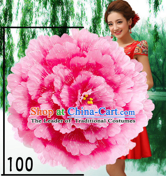 39 Inches Yellow Professional Stage Performance Large Peony Flower Umbrella
