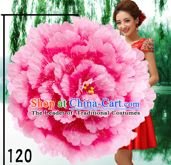 47 Inches Yellow Professional Stage Performance Large Peony Flower Umbrella