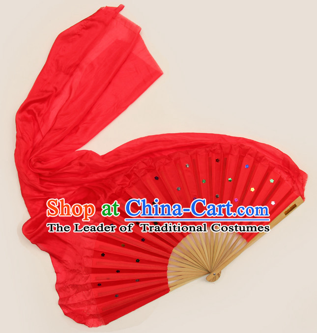 1 Meter Long Pure Silk Chinese Red Dance Fan