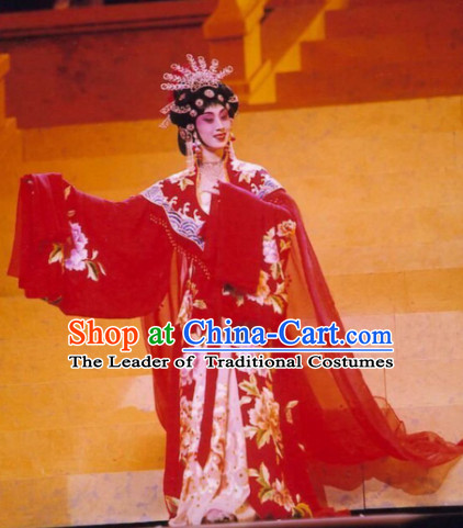 Chinese Ancient Opera Tang Dynasty Empress Wu Zetian Dresses and Hair Accessories Complete Set