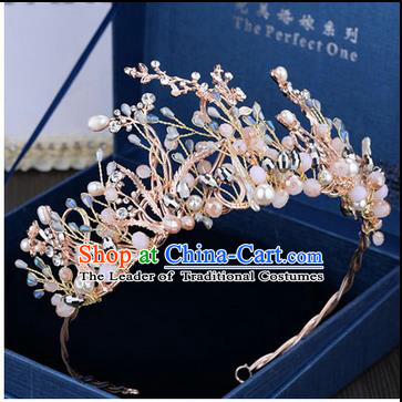 Traditional Jewelry Accessories, Palace Princess Bride Royal Crown, Wedding Hair Accessories, Baroco Style Pearl Headwear for Women