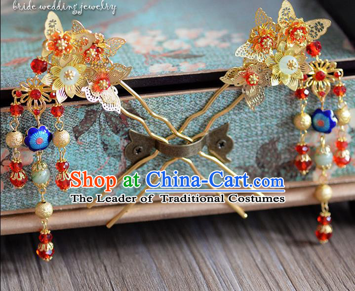 Chinese Ancient Style Hair Jewelry Accessories, Hairpins, Hanfu Xiuhe Suits Wedding Bride Headwear, Traditional Headdress, Imperial Empress Handmade Hair Fascinators for Women