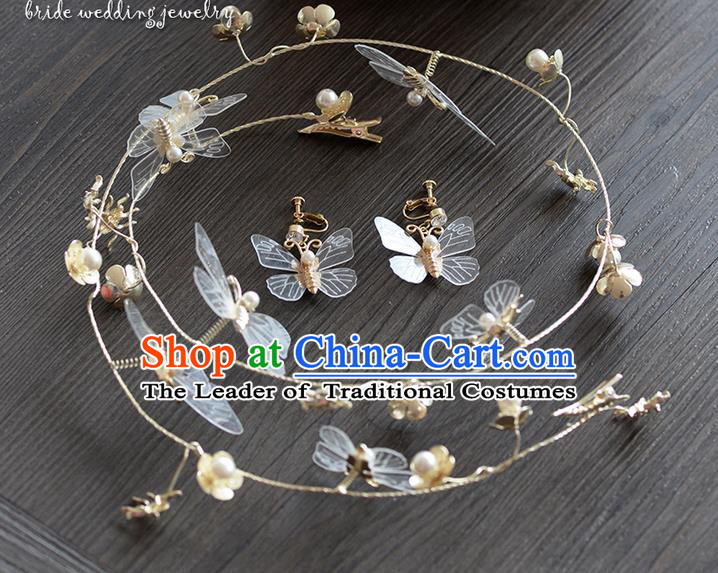 Traditional Jewelry Accessories, Princess Hair Accessories, Bride Wedding Hair Accessories, Headwear, Baroco Style Crystal Butterfly Hair Claw for Women