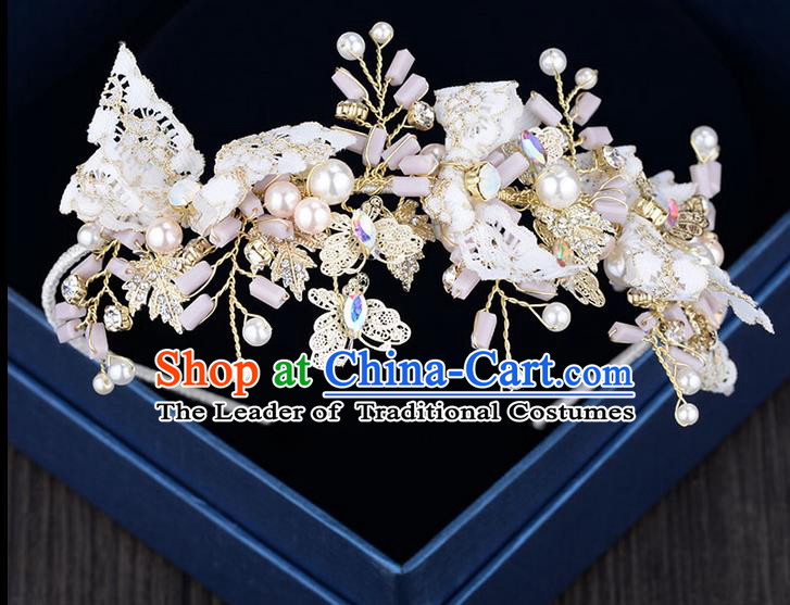 Traditional Jewelry Accessories, Princess Hair Accessories, Bride Wedding Hair Accessories, Baroco Style Crystal Lace Headwear for Women