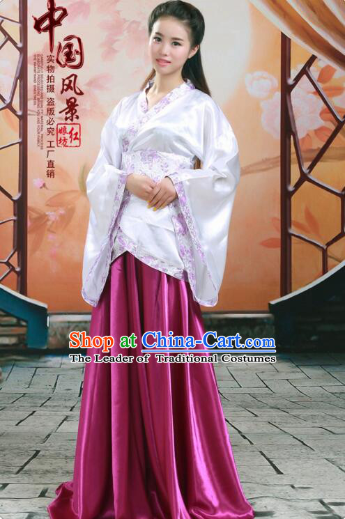 Tang Suit Women Han Fu curving-front Chinese Ancient Costume Stage Ceremonial Clothes Purple