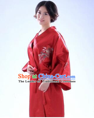 Kimono Japanese Traditional Clothes Stage Show Wafuku Aristolochia ringens Tomesode Claret