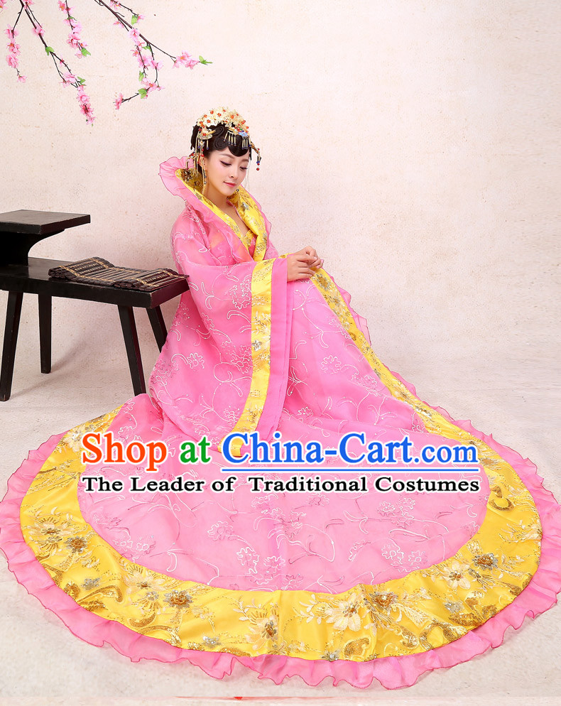 Ancient Chinese Palace Empress Costumes Complete Set, Hanfu, Tang Dynasty Ancient Palace Princess Wedding Dress