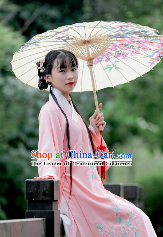 Ancient Chinese Beauty Hanfu Garment Clothing and Hair Accessories Complete Set