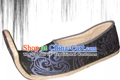 High Heel Handmade Ancient Traditional Chinese Male Emperor Handmade and Embroidered Hanfu Lotus Shoes China Shoes for Men or Boys