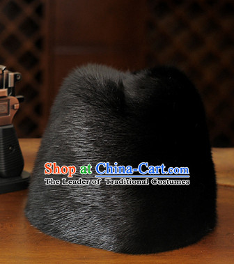 Top Traditional Chinese Black Fur Hat for Men