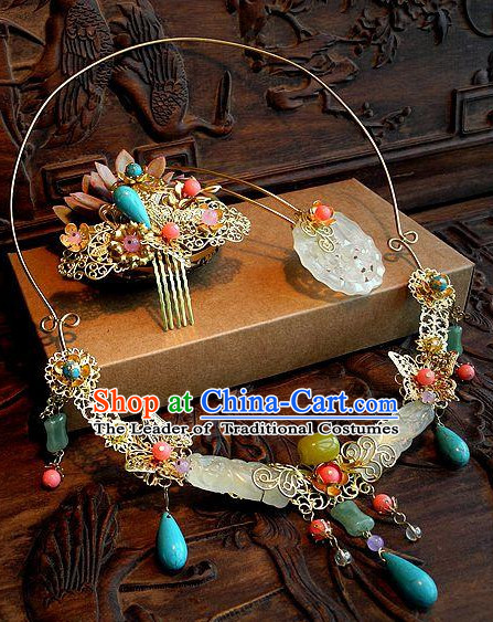 Handmade Ancient Chinese Imperial Royal Empress Princess Empress Necklace and Hair Accessory