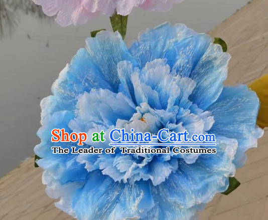 0.6 Meter Blue Large Chinese Peony Flower Dance Props for Adults or Kids