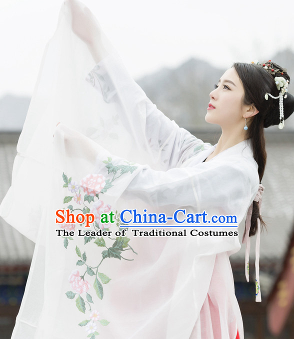 Chinese Ancient Tang Dynasty Empress Embroidered Clothing and Hair Jewelry Complete Set for Women