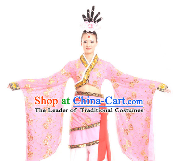 Chinese Imperial Palace Classical Dance Costumes Dancewear and Headpieces Complete Set for Women