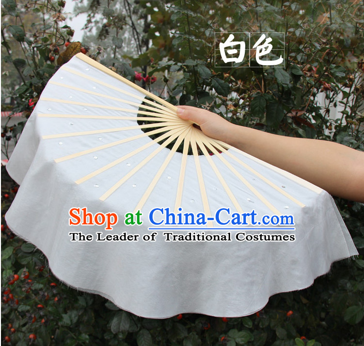 White Traditional Chinese Pure Silk Dance Fan