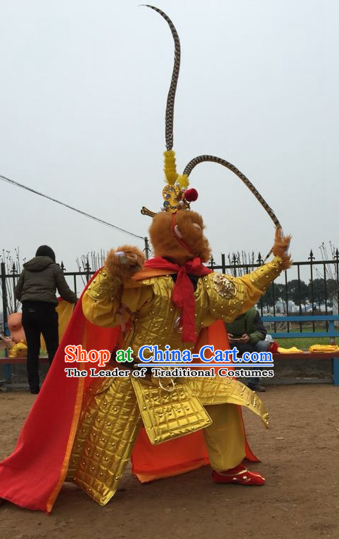 Gold Color Sun Wukong Costumes and Headdress Complete Set