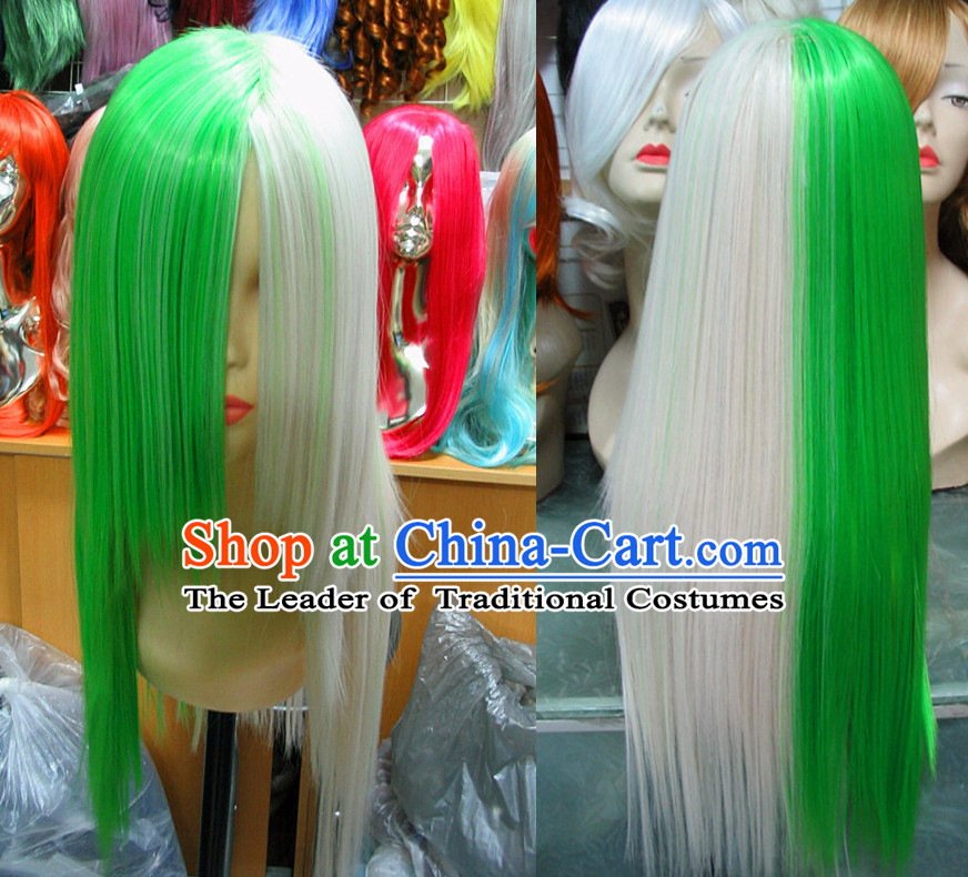 White Green Chinese Traditional Scholar Swordsmen Wig Ancient Knight Men Wigs Ladies Wigs Male Lace Front Wigs Custom Hair Pieces