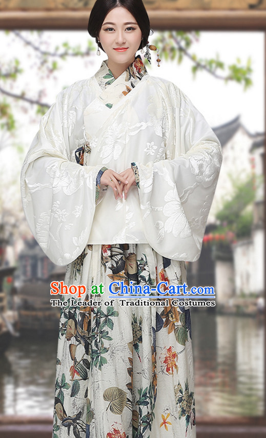 Asian Chinese Ming Dynasty Long Dresses Hanfu Costume Clothing Chinese Robe Chinese Kimono for Women