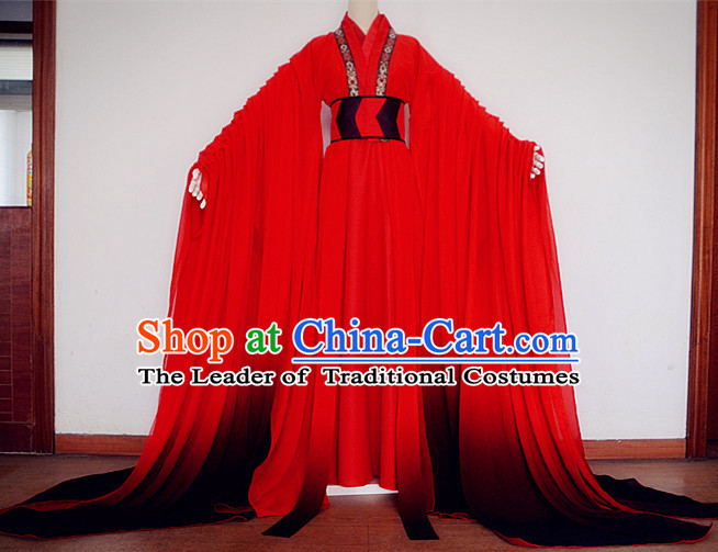 Asian Chinese Royal Imperial Hanfu Costume Clothing Oriental Dress and Hair Accessories Complete Set for Adults Children