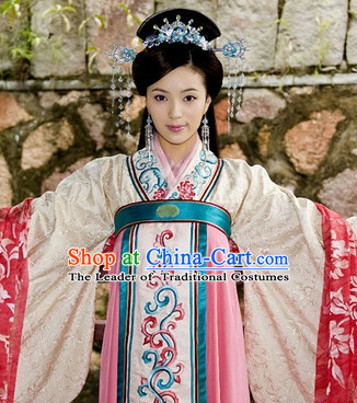 Ancient Chinese Style Palace Princess Black Long Wigs and Headwear Set