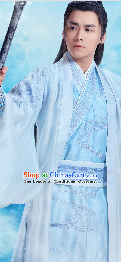 Traditional Chinese Ancient Hanfu Male Robe Clothes Garment Complete Set