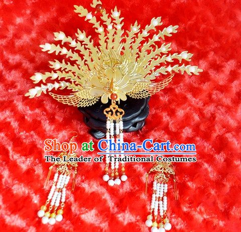 Chinese Traditional Ancient Phoenix Hair Sticks Hair Ornaments Chopsticks Gold Hair Pins Hairsticks Oriental Asian Head Jewellery Hair Clips Hair pIeces Hair Style