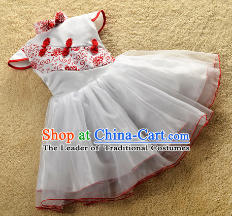 Red Traditional Chinese Classical Group Dance Dancing Costumes Complete Set for Girls