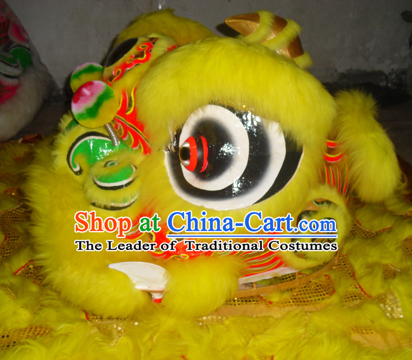 Yellow Top Asian Chinese Lion Dance Troupe Performance Suppliers Pants Equipments Art Instruments Lion Tail Costumes Complete Set for Women