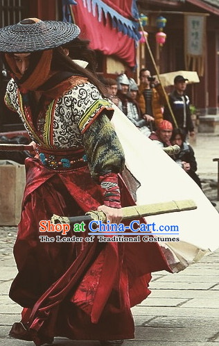 Ancient Chinese Mysterious Knight Costumes Garments Complete Set for Men
