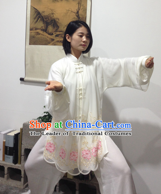 Long Chinese Traditional Mandarin Martial Arts Tai Chi Kung Fu Gong Fu Competition Championship Three Pieces Suits Uniforms for Men Women Children