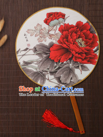 Ancient Chinese Classic Handmade Flower Palace Fan Round Fan Mandarin Fan Gong Shan Dance Fan