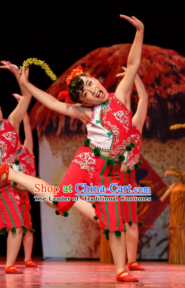 Chinese Folk Han Mandarin Dance Costumes Complete Set for Kids