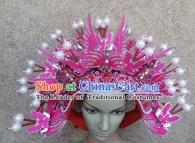Light Purple Chinese Traditional Phoenix Coronet Opera Hat