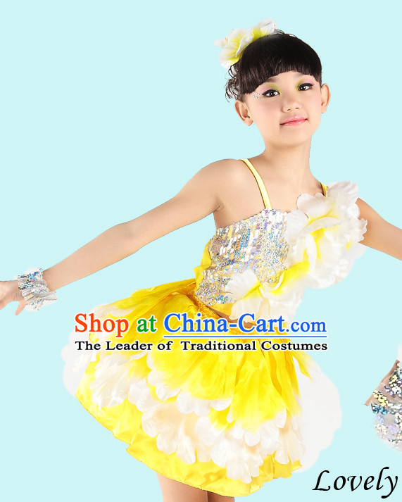 Chinese Peony Flower Dance Costumes for Girls