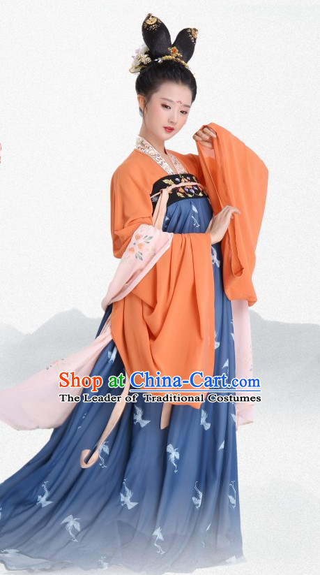 Chinese Traditional Tang Dynasty Clothing Hanfu Dresses Complete Set for Women