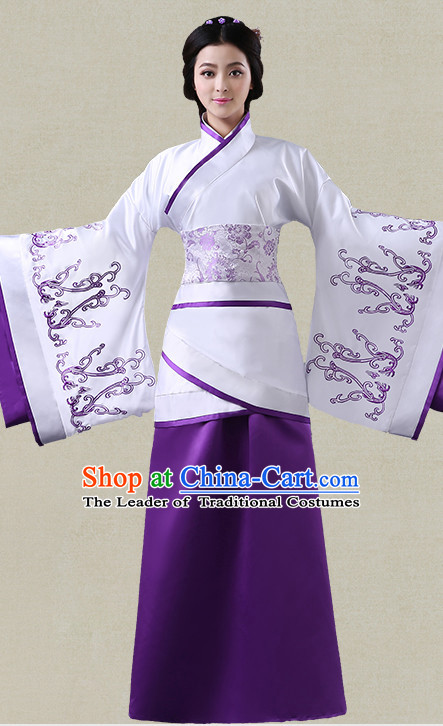 Purple Hanfu Clothing Custom Traditional Han Dynasty Chinese Hanfu Dreses Han Clothing Hanzhuang Historical Dress and Accessories Complete Set
