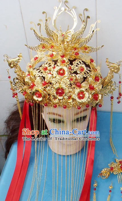 Gold Chinese Ancient Style Empress Princess Hair Jewelry Phoenix Headwear Set