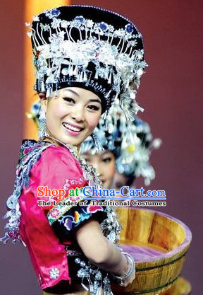 Chinese Folk dancing Ethnic Dresses Traditional Wear Clothing Cultural Dancing Costume Complete Set for Women