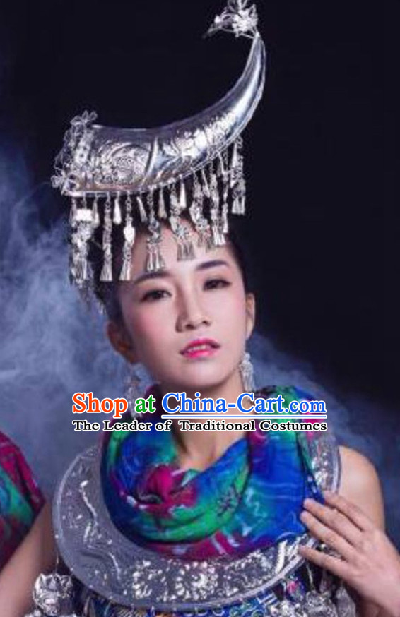 Chinese Ethnic Handmade Silver Hat for Women