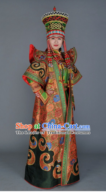 Traditional Ancient Chinese Mongolian Queen Clothes Complete Set for Women
