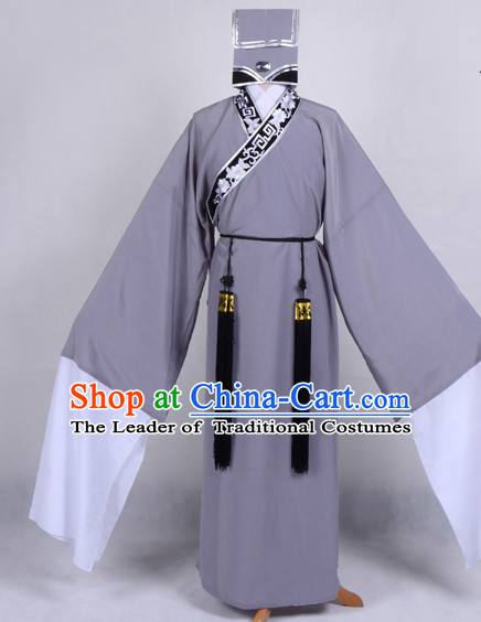 Chinese Opera Costumes Huangmei Opera Stage Performance Costume Chinese Traditional Costume Drama Costumes and Hat Complete Set for Men