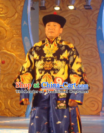 Chinese Traditional Ethnic Mongolian Emperor Dresses Wear Clothing and Hat Complete Set for Men