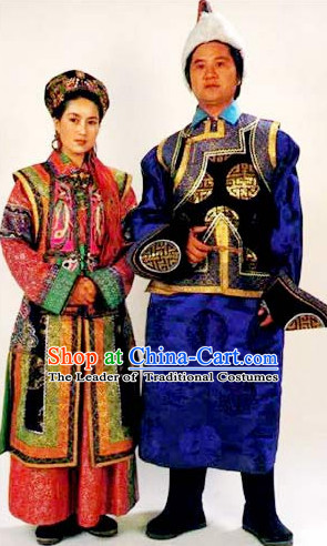 Traditional Chinese Ethnic National Costumes Complete Set for Couple